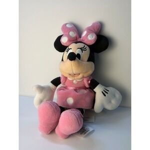 Disney Store Minnie Mouse Plush Pink Polka Dot Dress Stuffed Animal Toy
